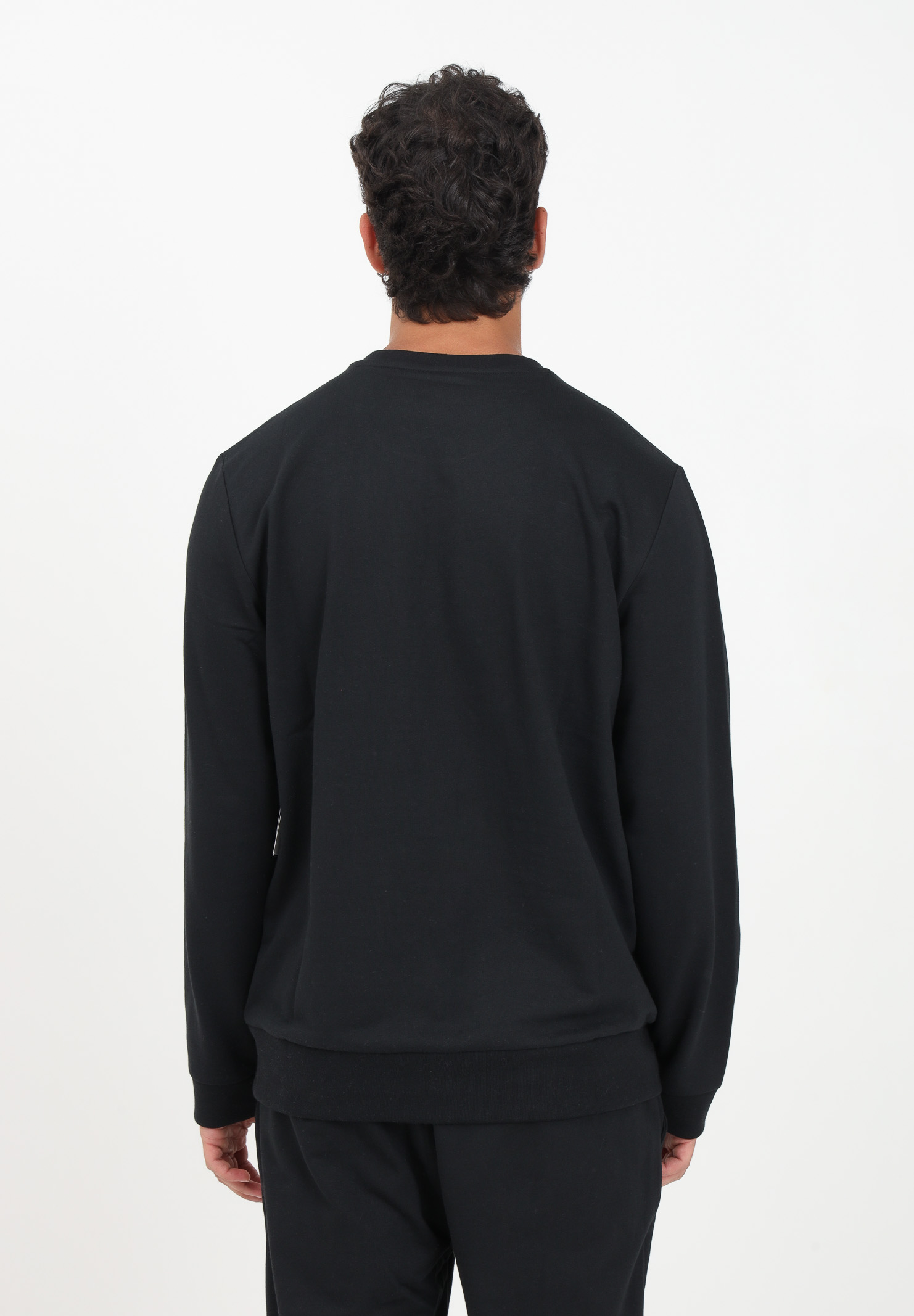 Black crewneck sweatshirt for men with logo print along the arm RALPH LAUREN | 714899617003.