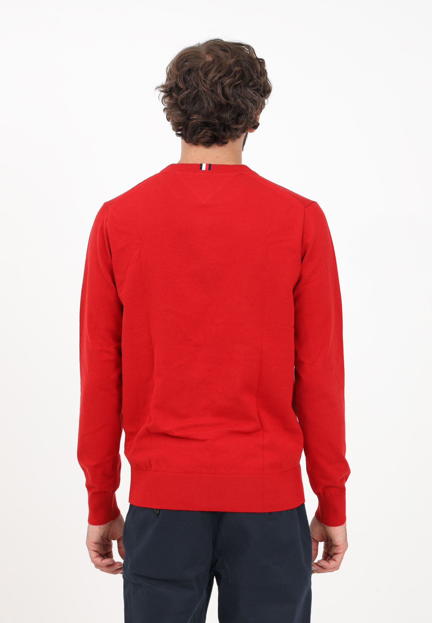 Red crew-neck sweater for men with logo embroidery - TOMMY HILFIGER -  Pavidas