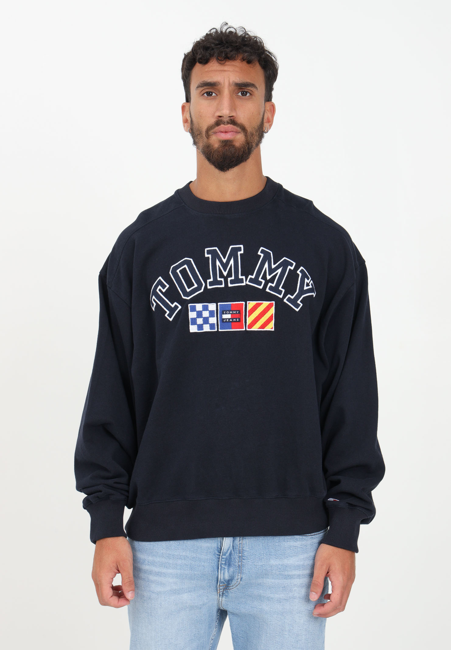 Archive blue sweatshirt for men TOMMY JEANS | DM0DM16816DW5DW5