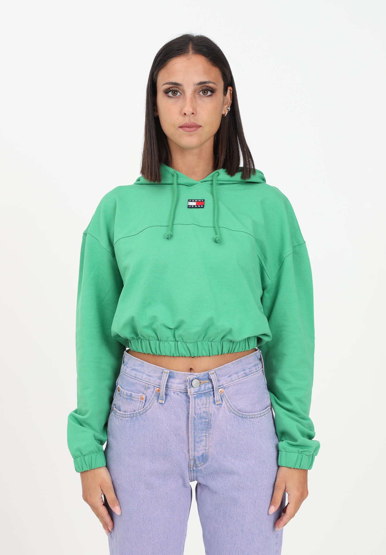 Women's green hooded crop sweatshirt TOMMY JEANS | DW0DW16135LY3LY3