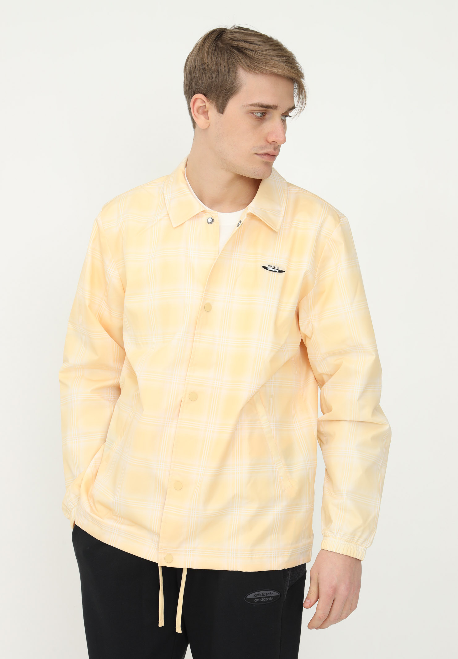 Yellow men's jacket with checked print  ADIDAS | HC9474.
