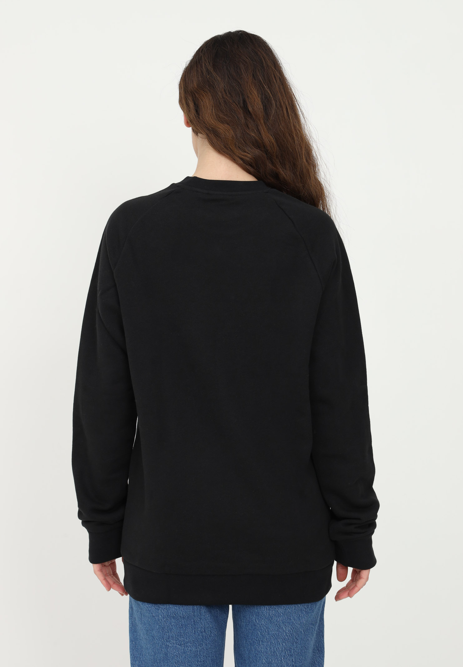 Black Trefoil Essentials Crewneck Loungewear Sweatshirt for men and women ADIDAS | DV1600.