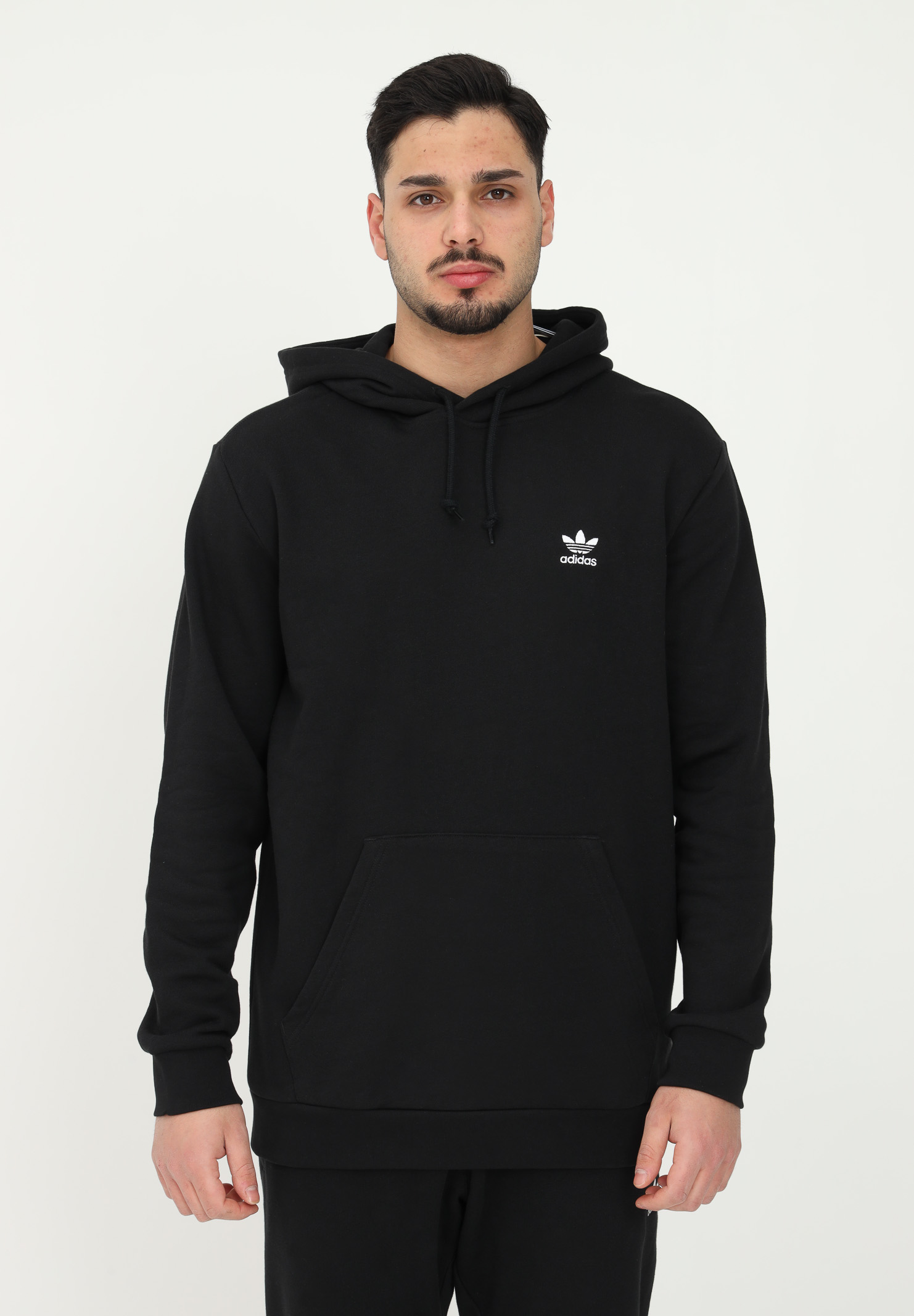 Black hoodie for men and women with trefoil logo embroidery ADIDAS | FM9956.