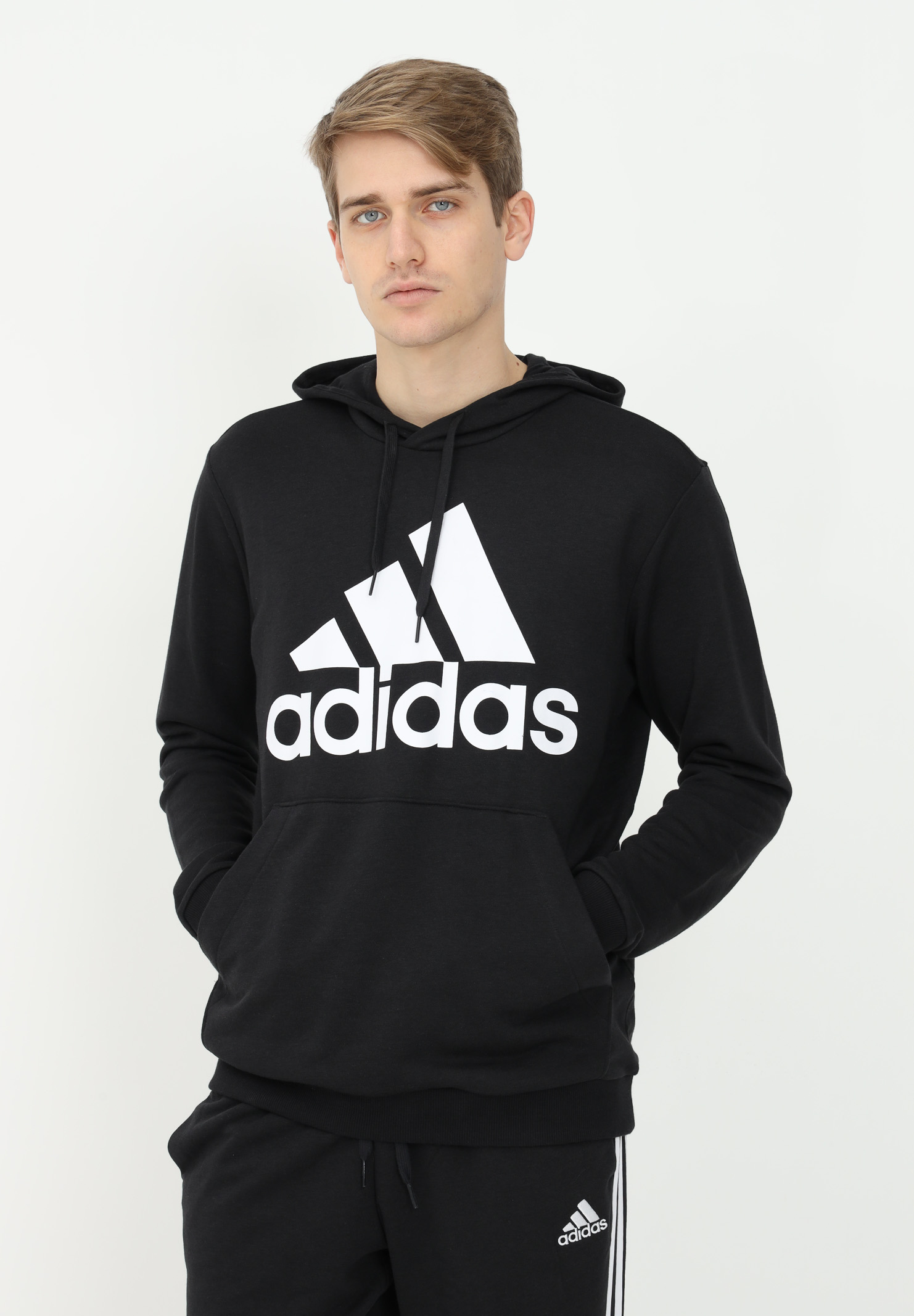 Essentials big logo black hoodie for men ADIDAS | GK9540.
