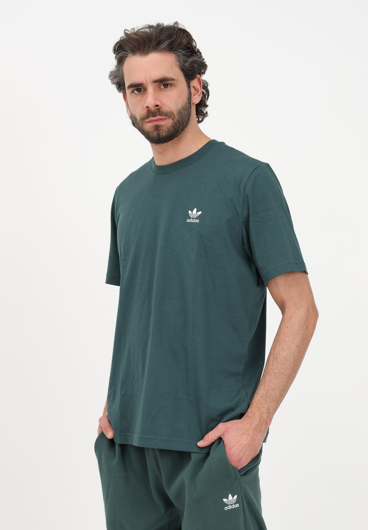 Green men's sports T-shirt with logo embroidery - ADIDAS - Pavidas