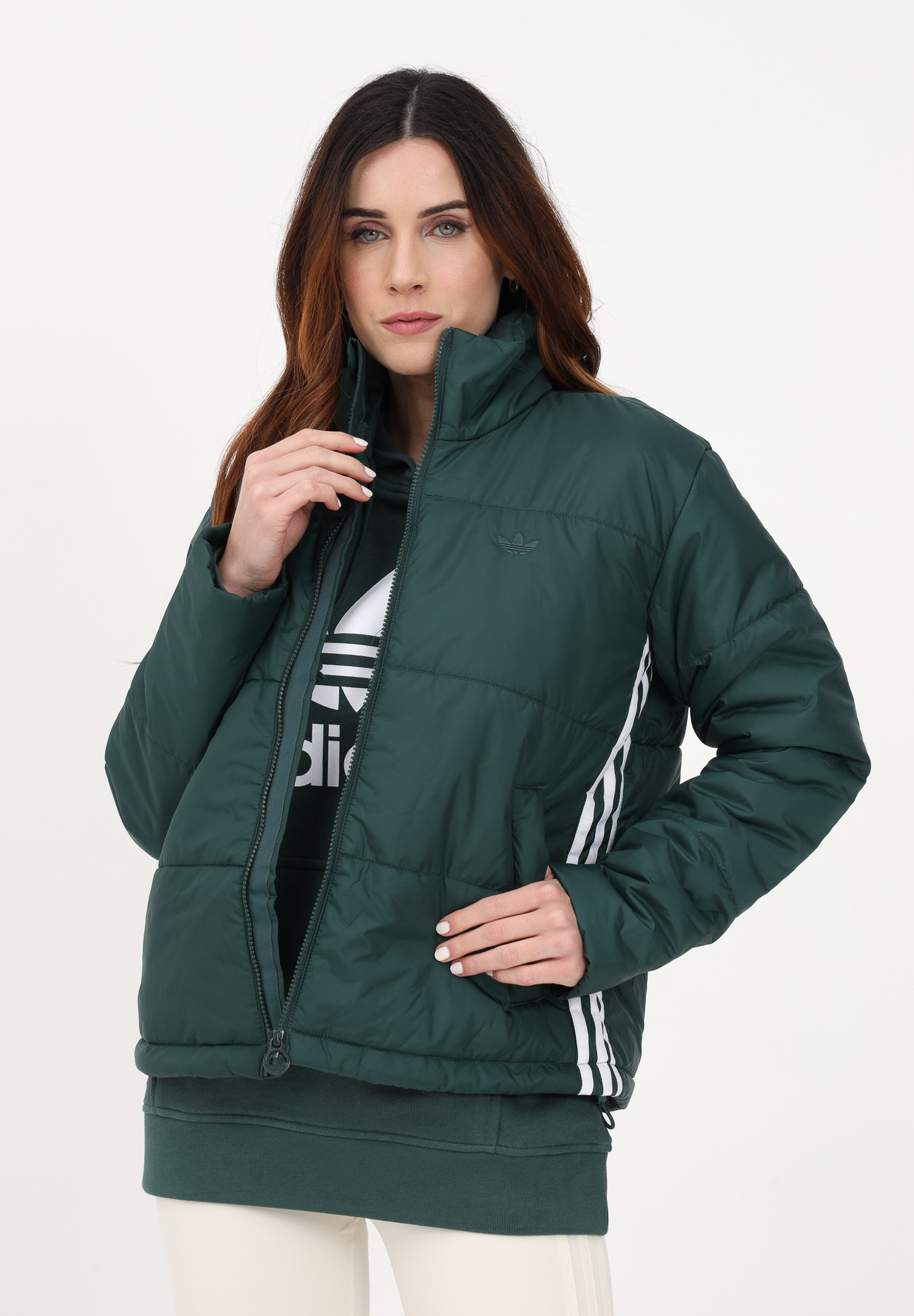 Short green down jacket for women ADIDAS | HK5254.