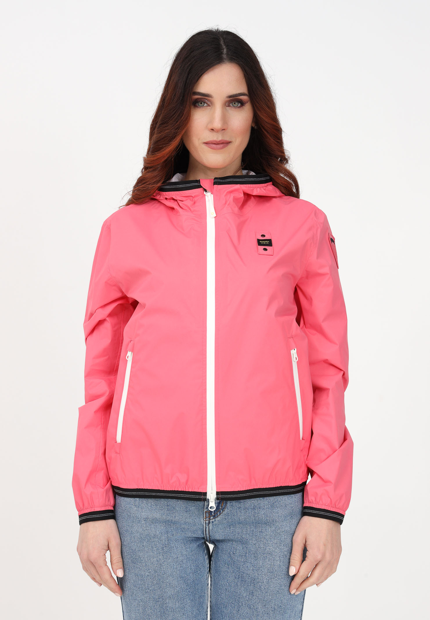 Pink women's windbreaker with logo patch BLAUER | 23SBLDC11053006007546