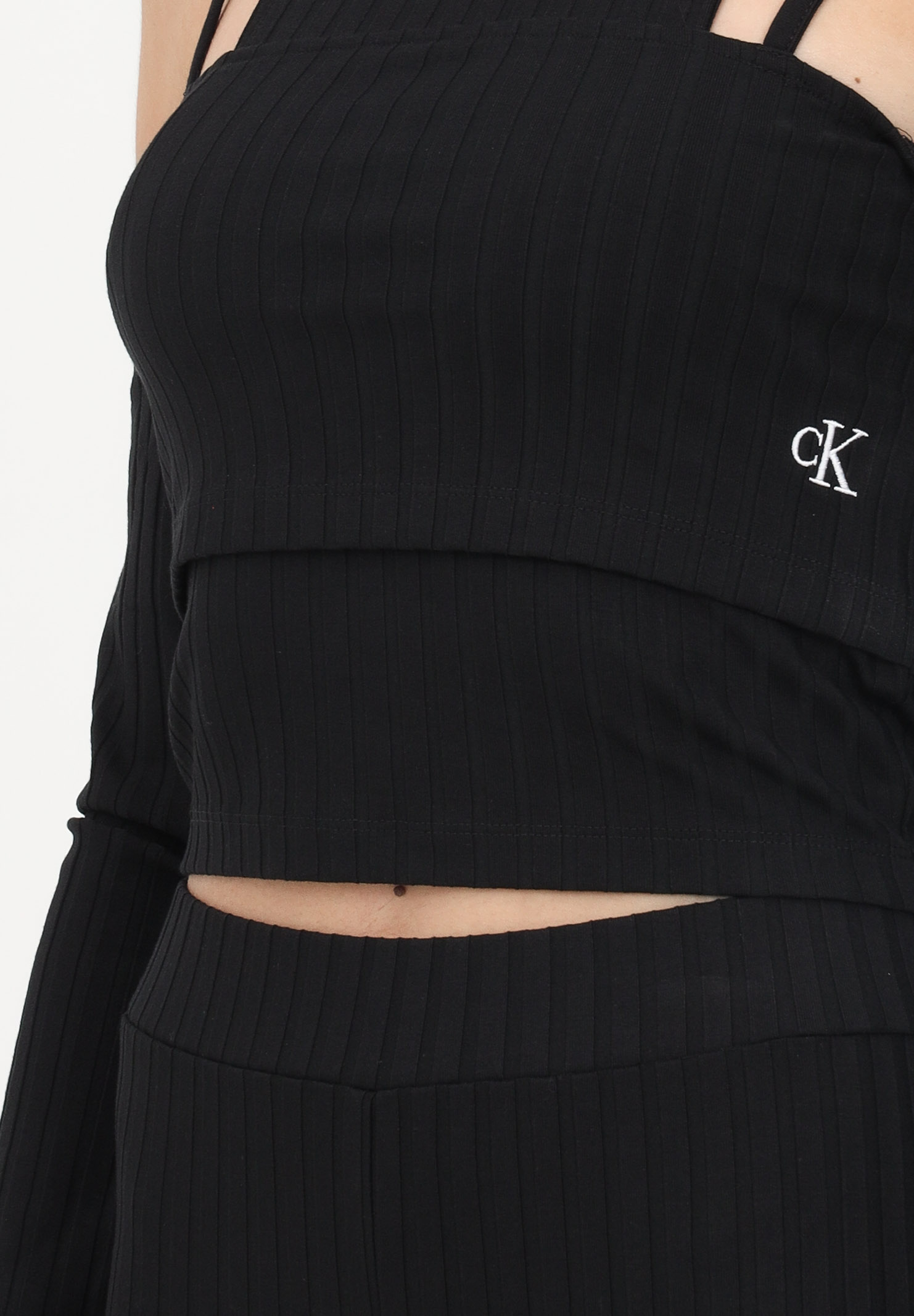 Women's black crewneck sweater with off shoulders CALVIN KLEIN | J20J220775BEHBEH