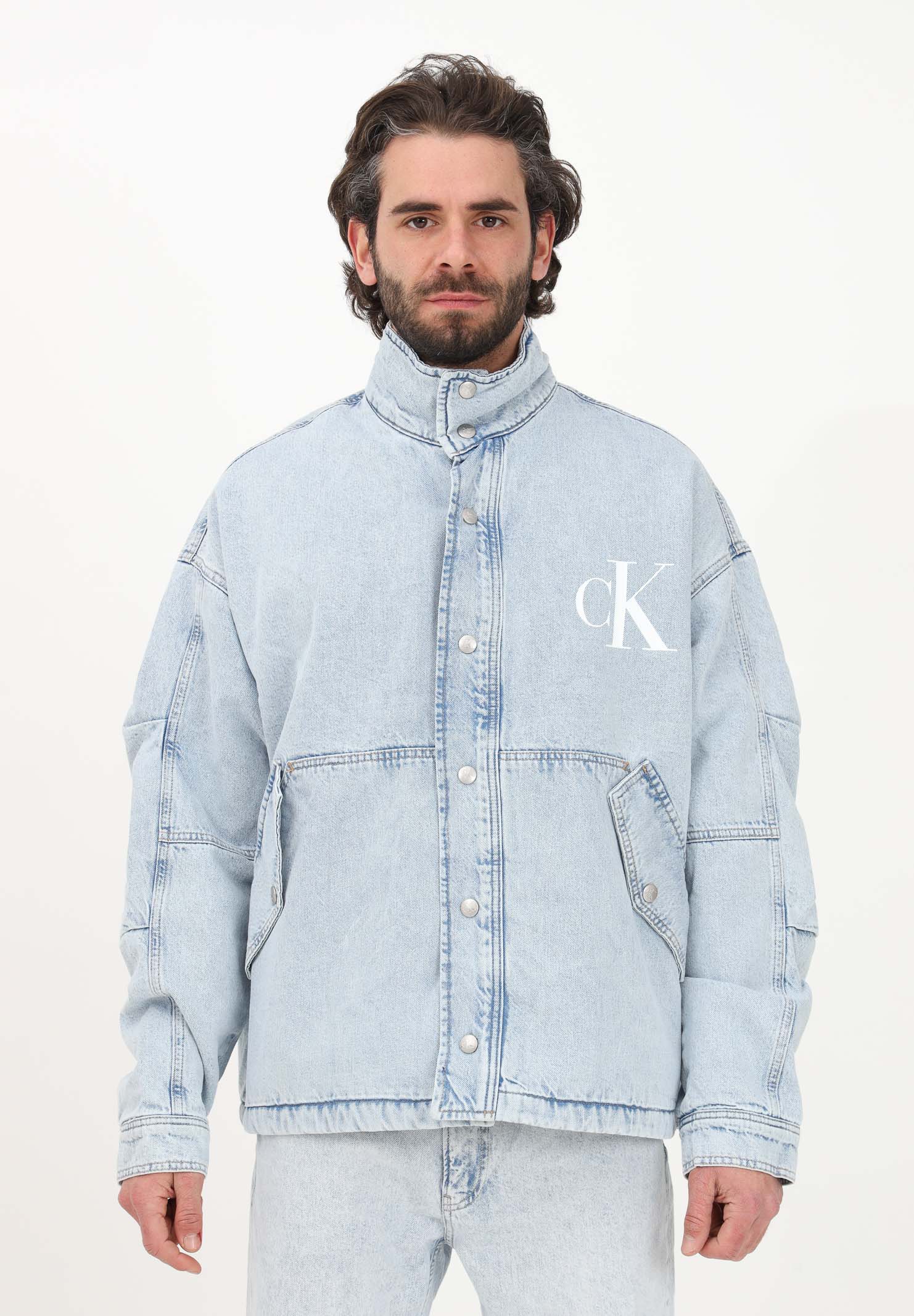 Light denim jacket for men with logo print CALVIN KLEIN | J30J3223721AA1AA