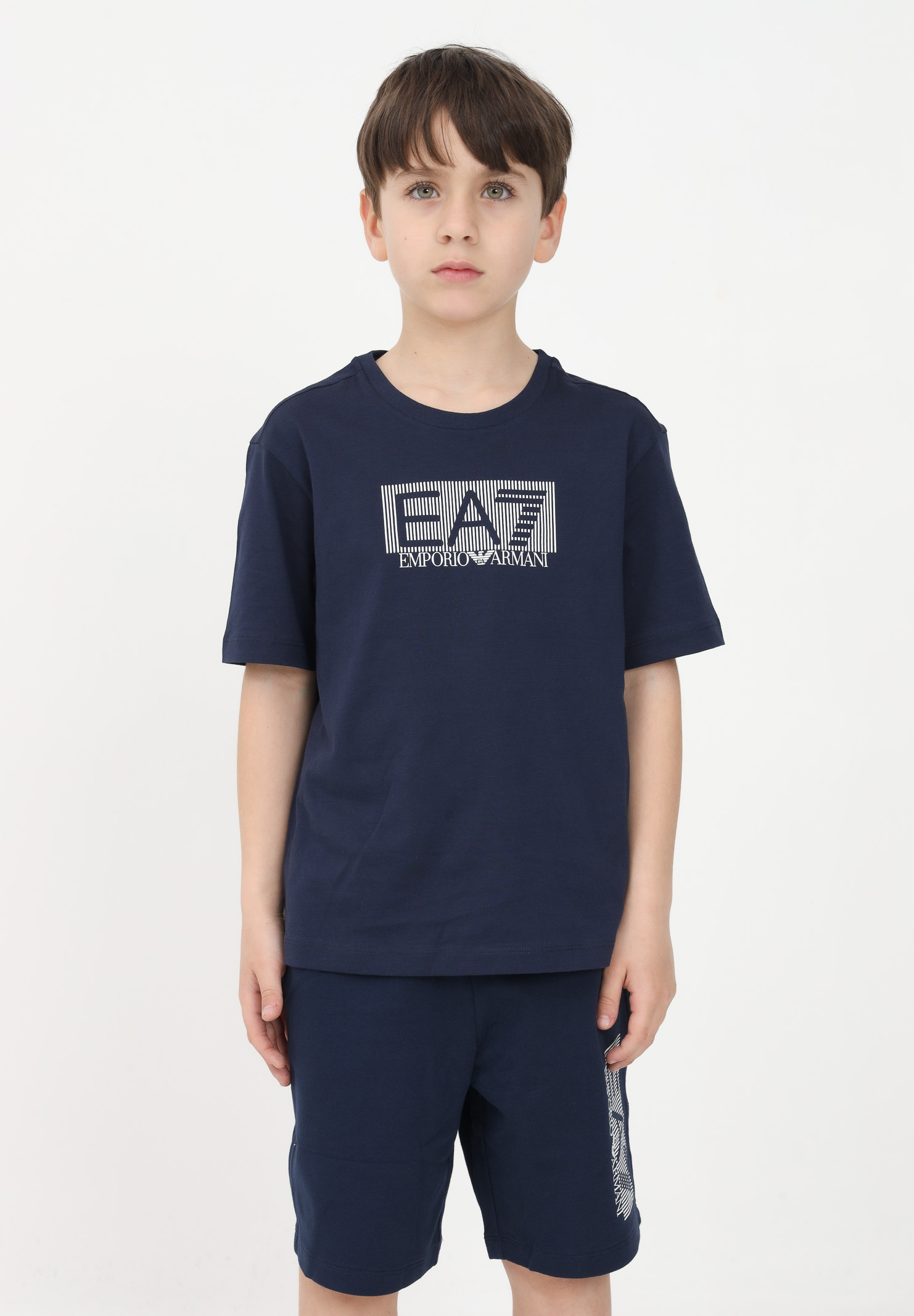 Completino blu da bambino con stampa logo EA7 | 3RBV01BJ02Z1554
