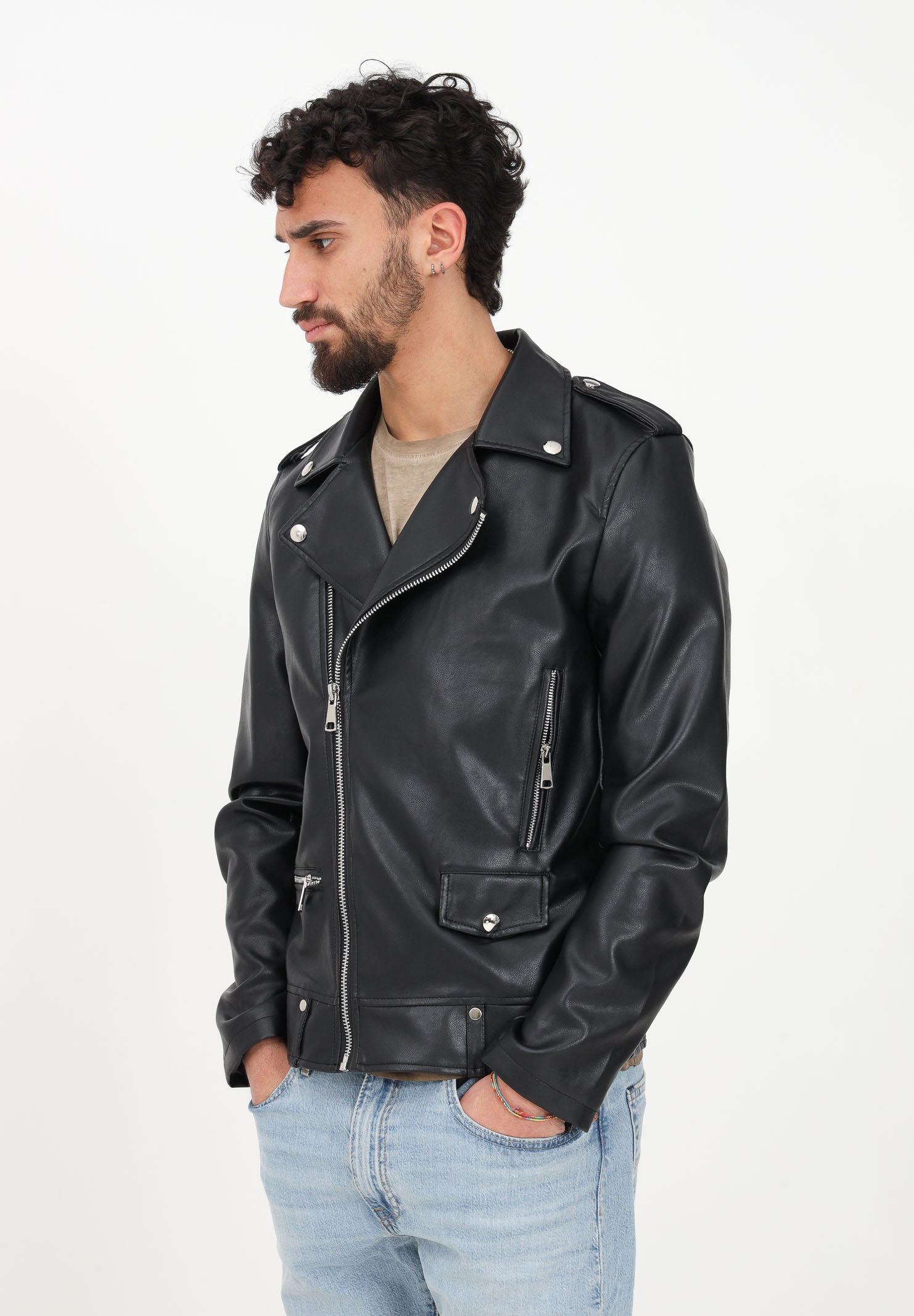 Black leather jacket for men FUTURE ALIVE | 000251NERO