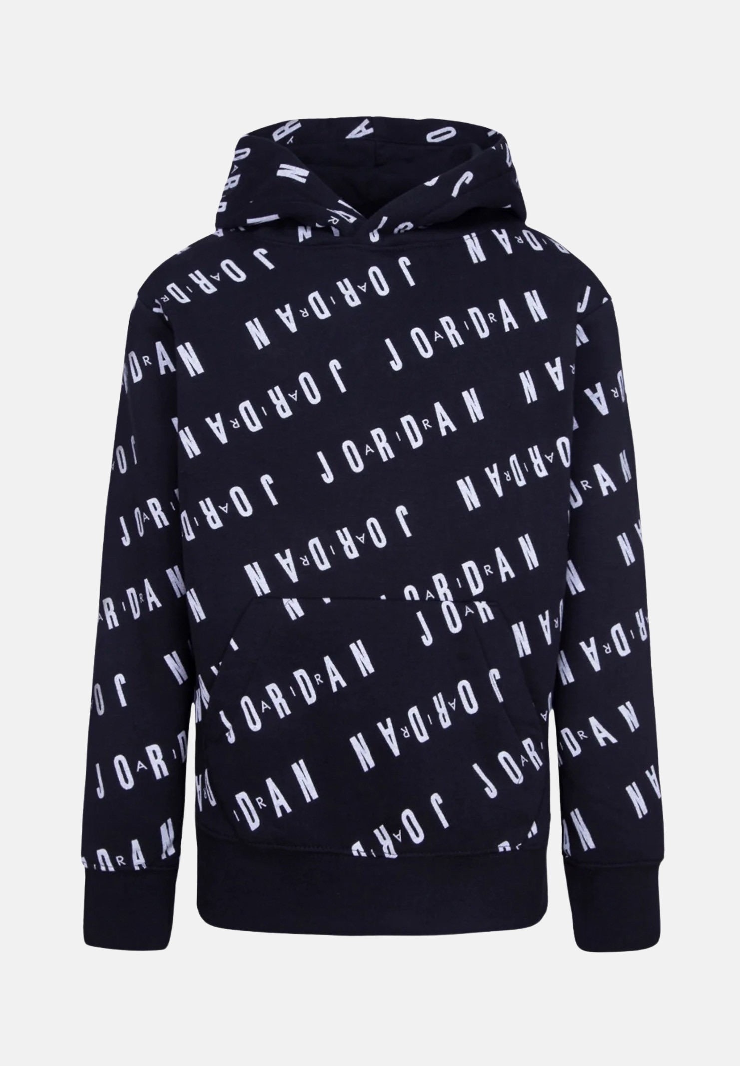 Black sweatshirt for girls and boys with hood and all-over Jordan logo JORDAN | 95C184023