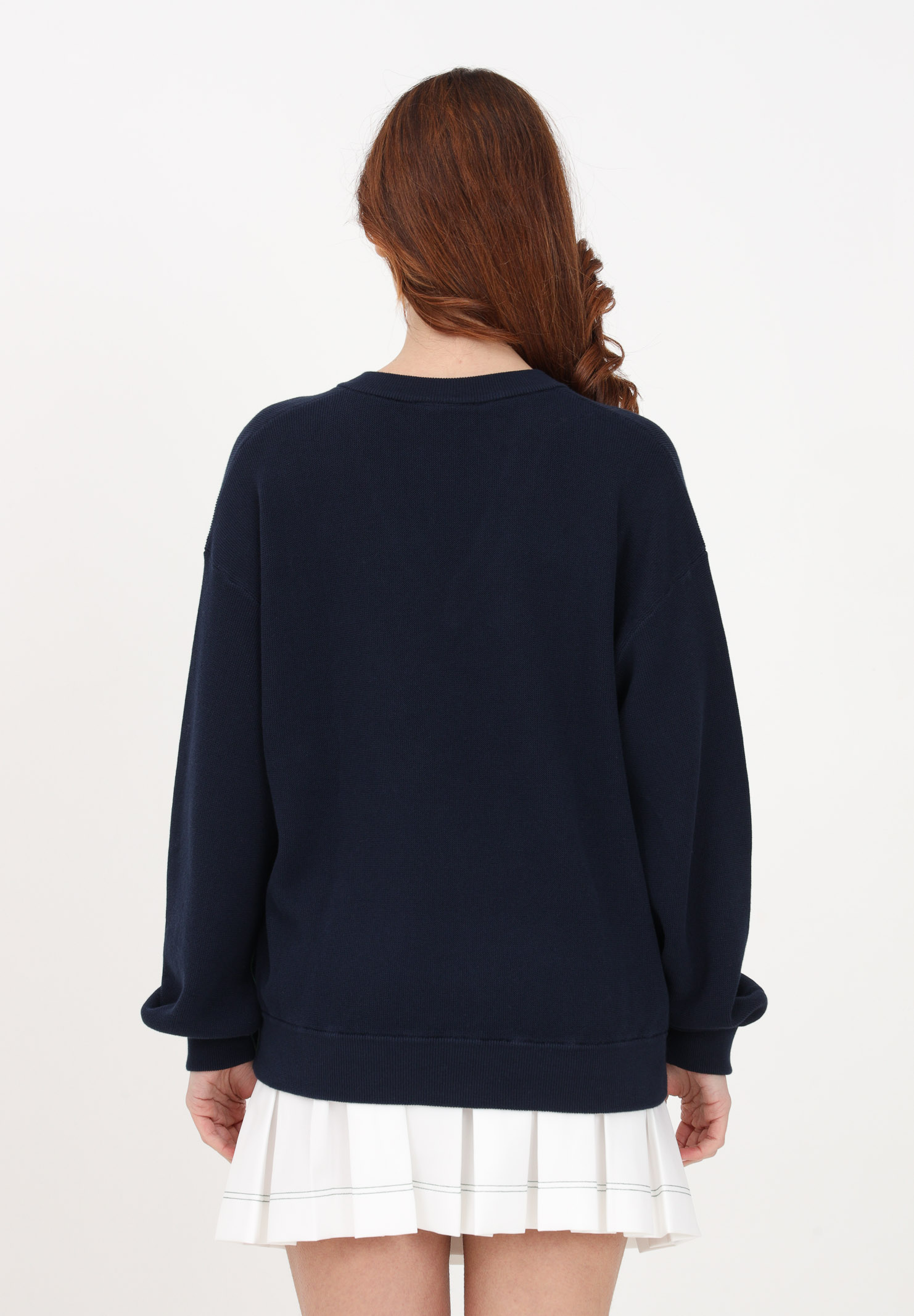 Women's blue long-sleeved sweater with crocodile patch LACOSTE | AF5622166