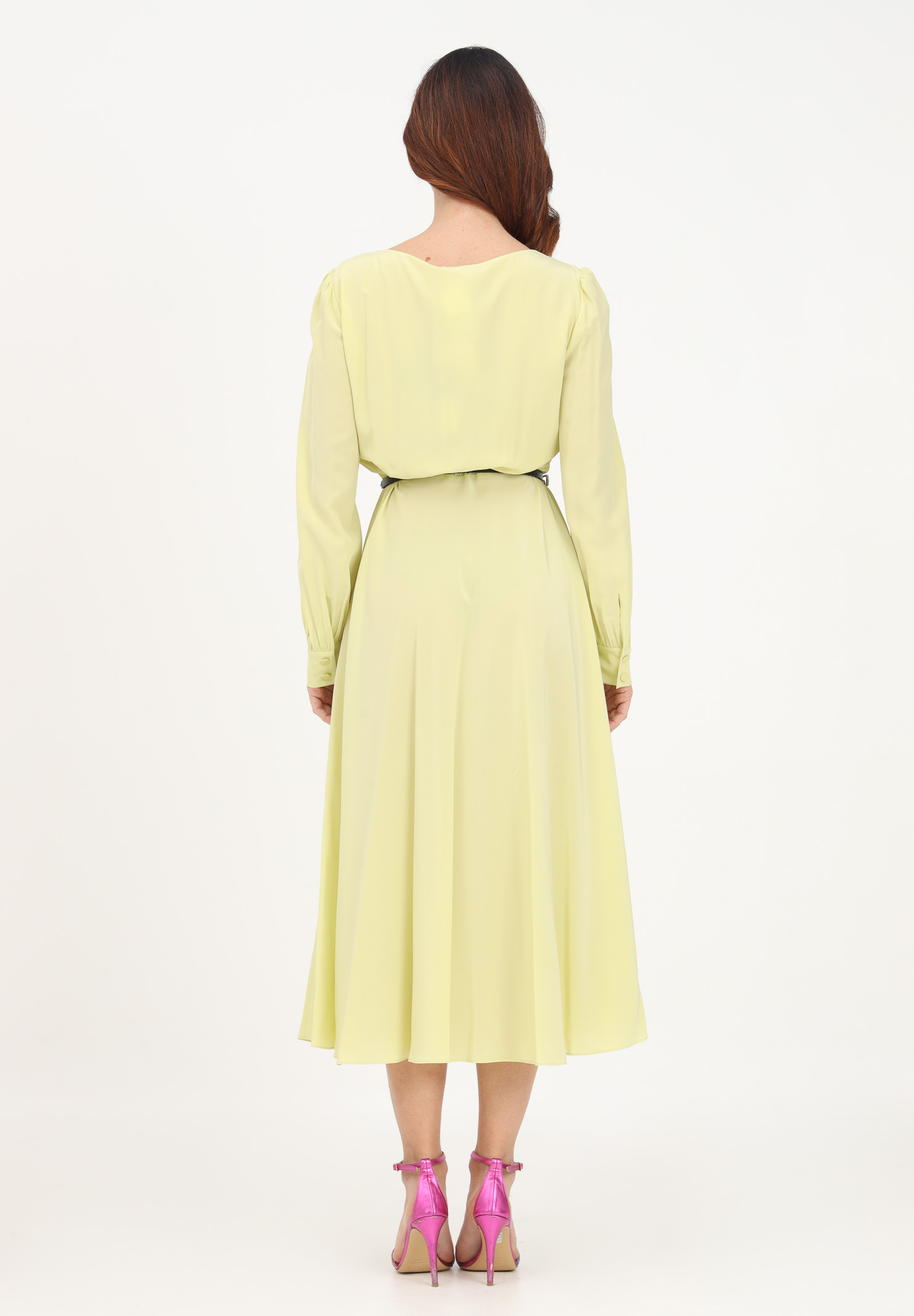Yellow midi dress for woman with ruffles and strap MAX MARA | 2362210737600046