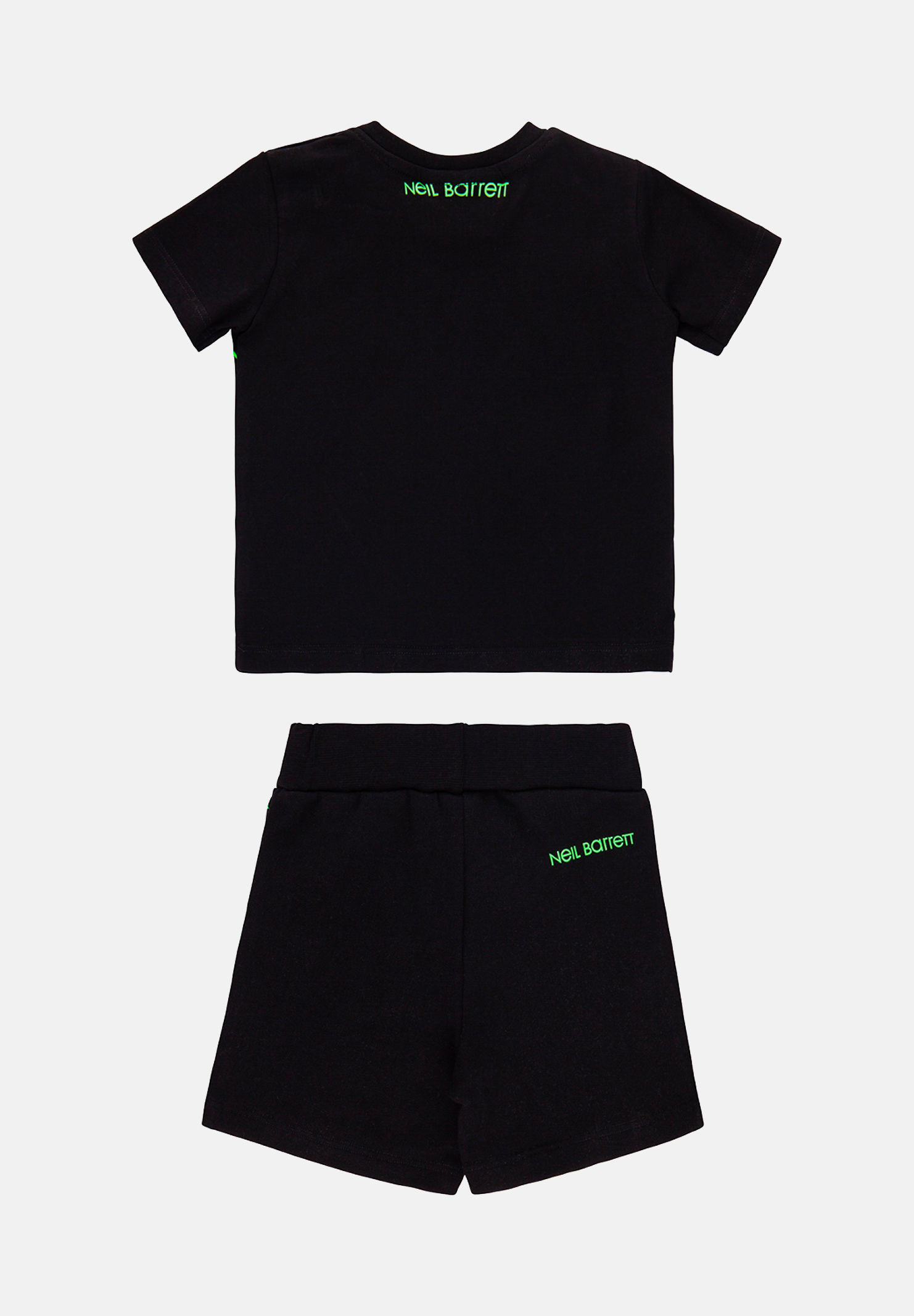 Black baby outfit with all over print NEIL BARRETT KIDS | 033636110-48