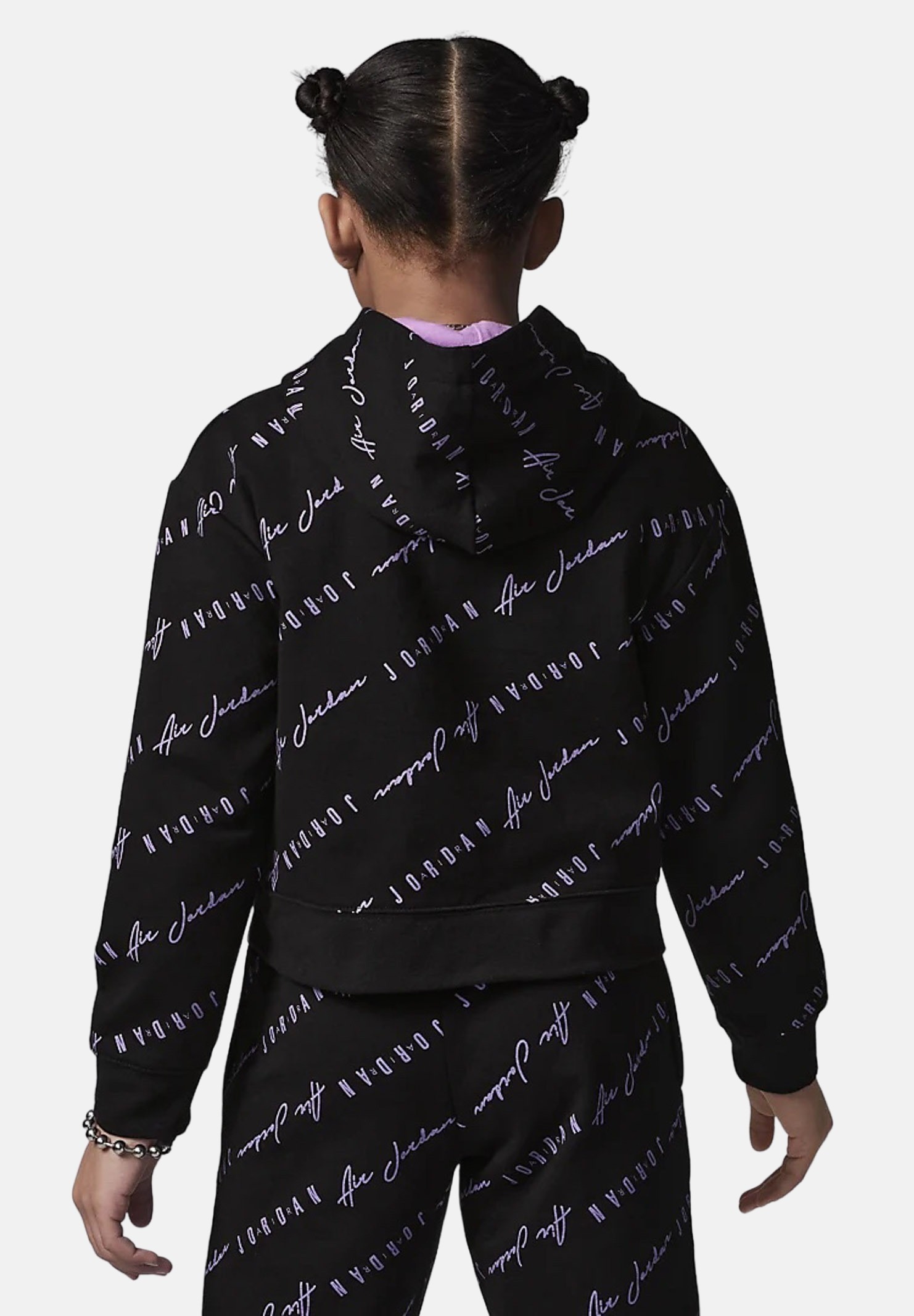 Black girl's sweatshirt with hood and all over logo print NIKE | 45C161023