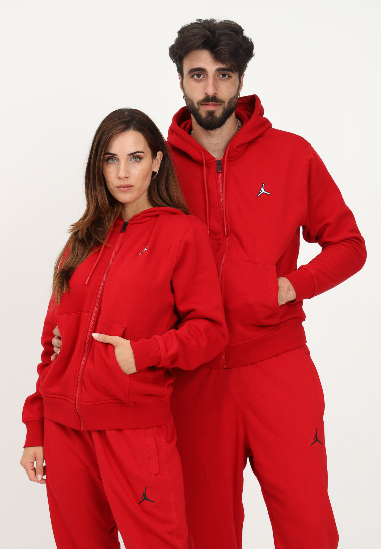 Felpa rossa per uomo e donna con zip e patch logo NIKE | DQ7350687
