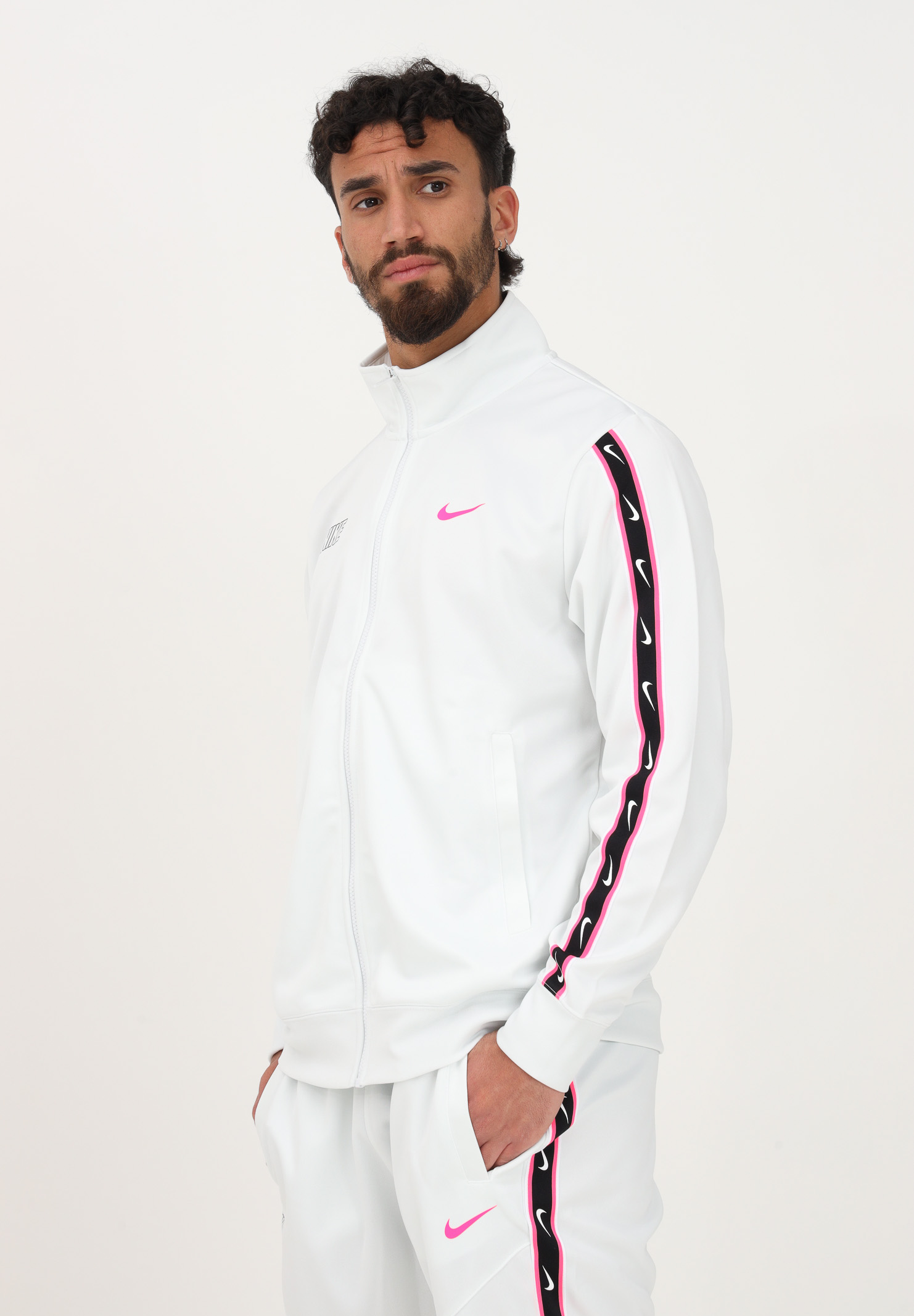 Felpa con zip Nike Sportswear Repeat bianca da uomo NIKE | FD1183121