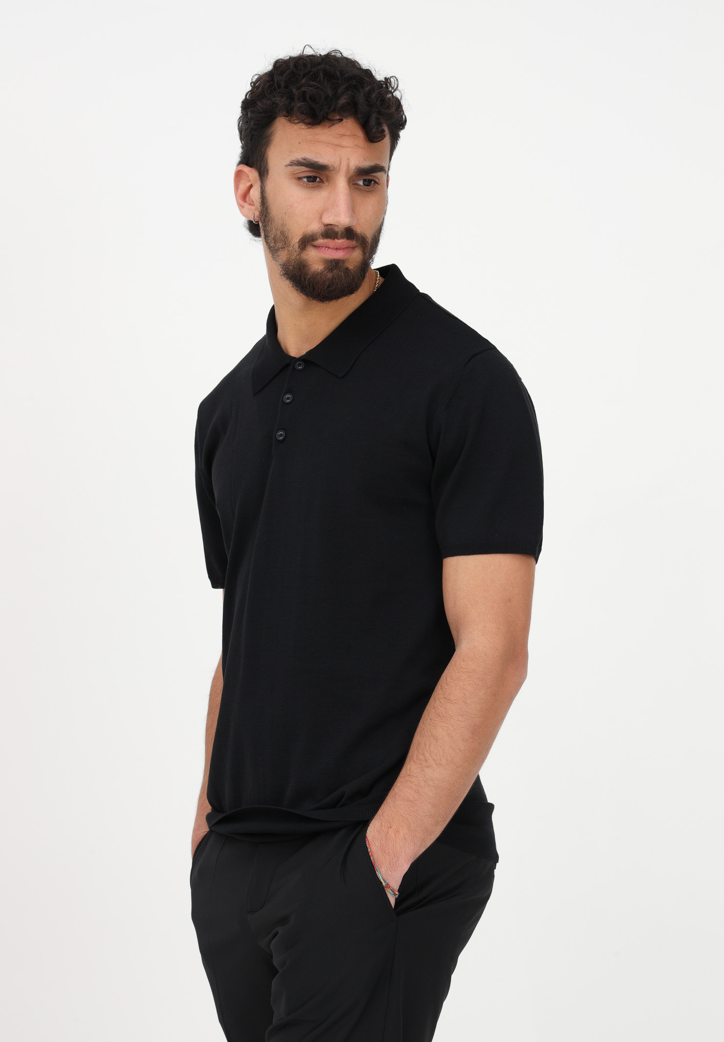 Black polo shirt for men - PATRIZIA PEPE - Pavidas
