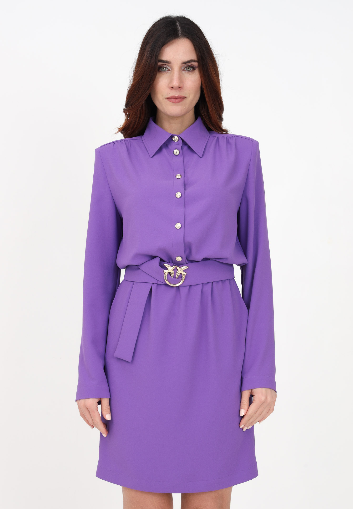Short purple shirt dress for women with belt PINKO | 100198-A0ILYB1
