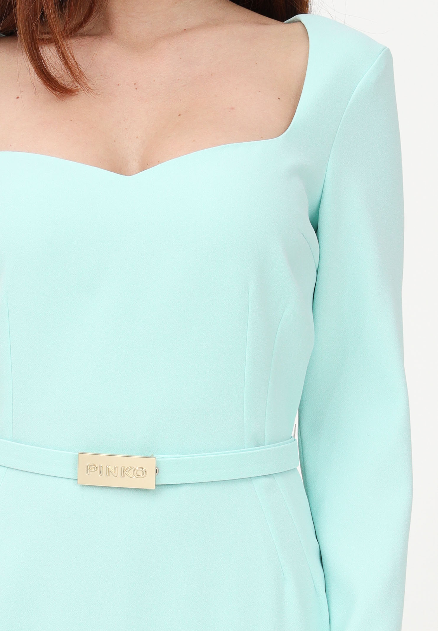 Mint green midi dress for women with logoed belt PINKO | 100559-7624E18