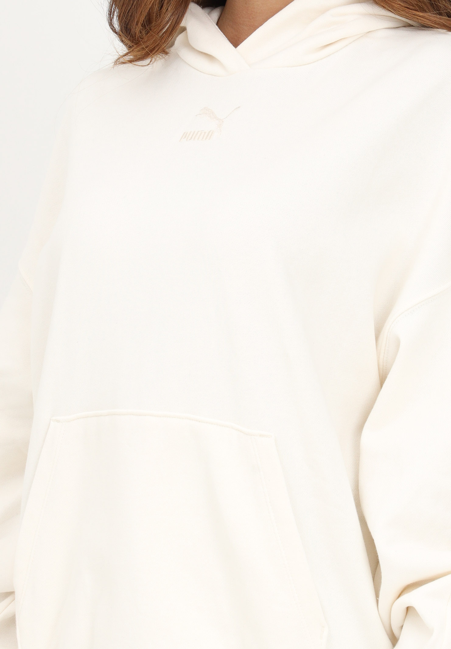 White women's sweatshirt with hood and logo embroidery PUMA | 53568499