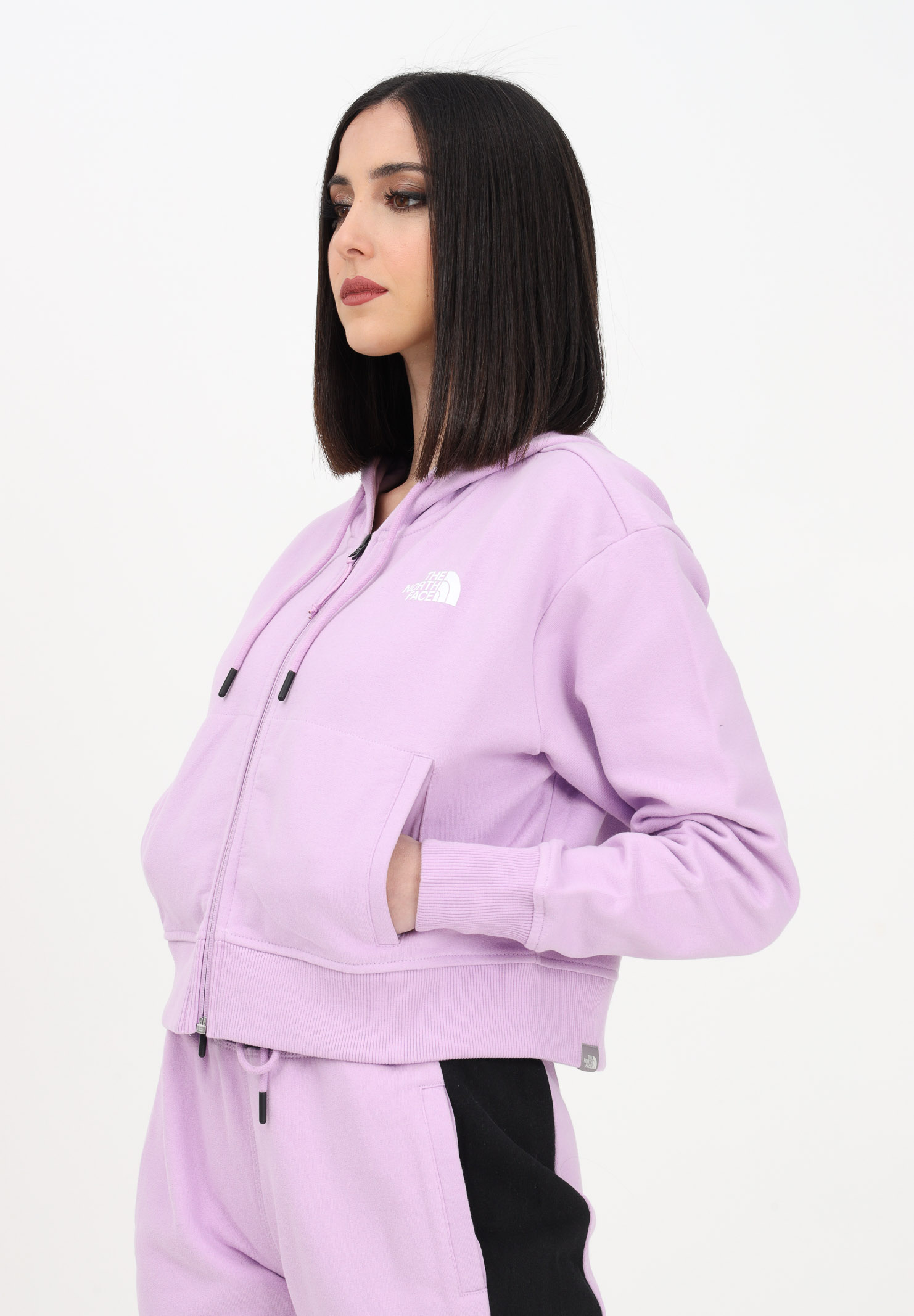 Women's lilac zipped sweatshirt embellished with a crop cut THE NORTH FACE | NF0A7X1VHCP1HCP1