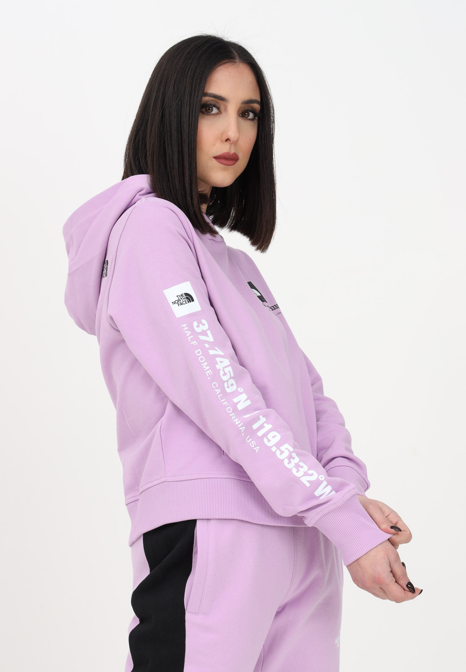 Lilac hooded sweatshirt for women embellished with logo print along the sleeve THE NORTH FACE | NF0A826GHCP1HCP1