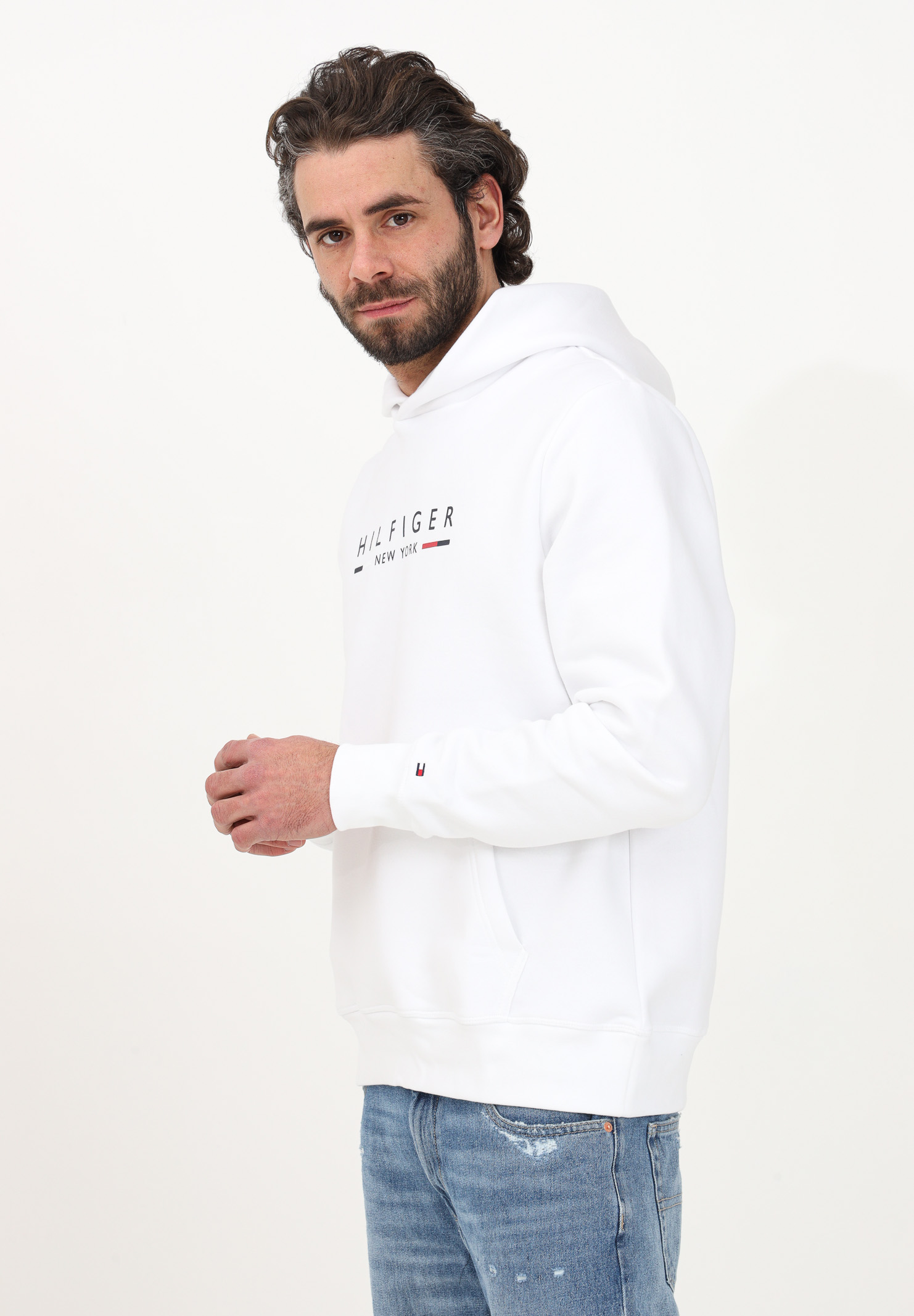 White men's sweatshirt with hood and logo TOMMY HILFIGER | MW0MW29301YBRYBR
