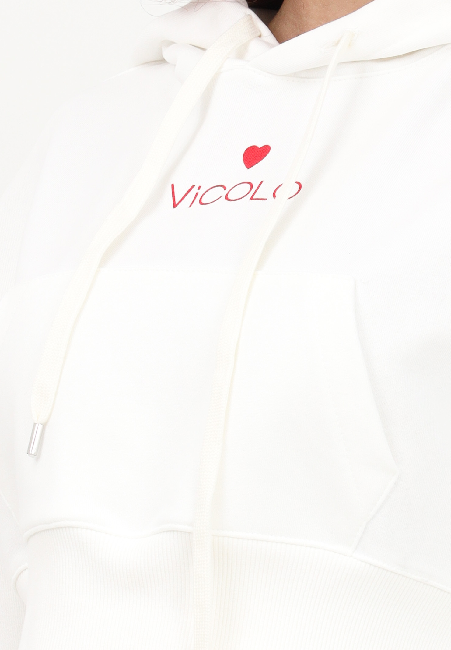 Felpa crop bianca da donna con stampa logo VICOLO | RE0020A02