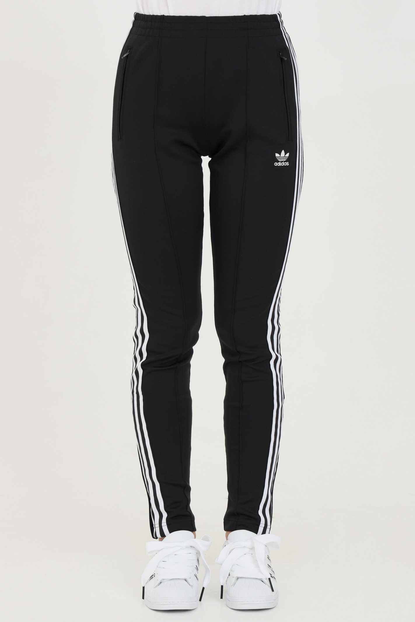 Black women's sports trousers with 3 stripes and logo - ADIDAS