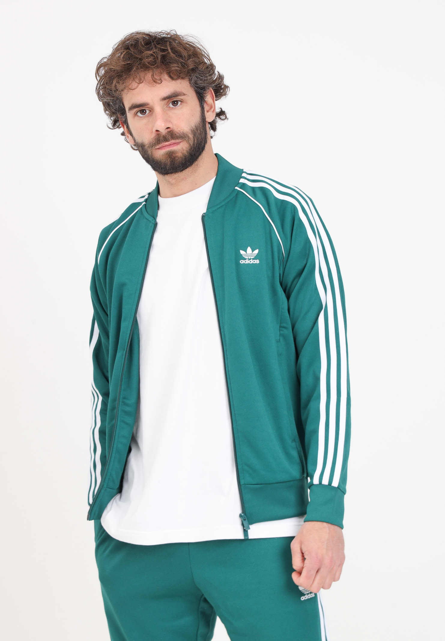 Felpa da uomo bianca e verde Track jacket Adicolor classics sst