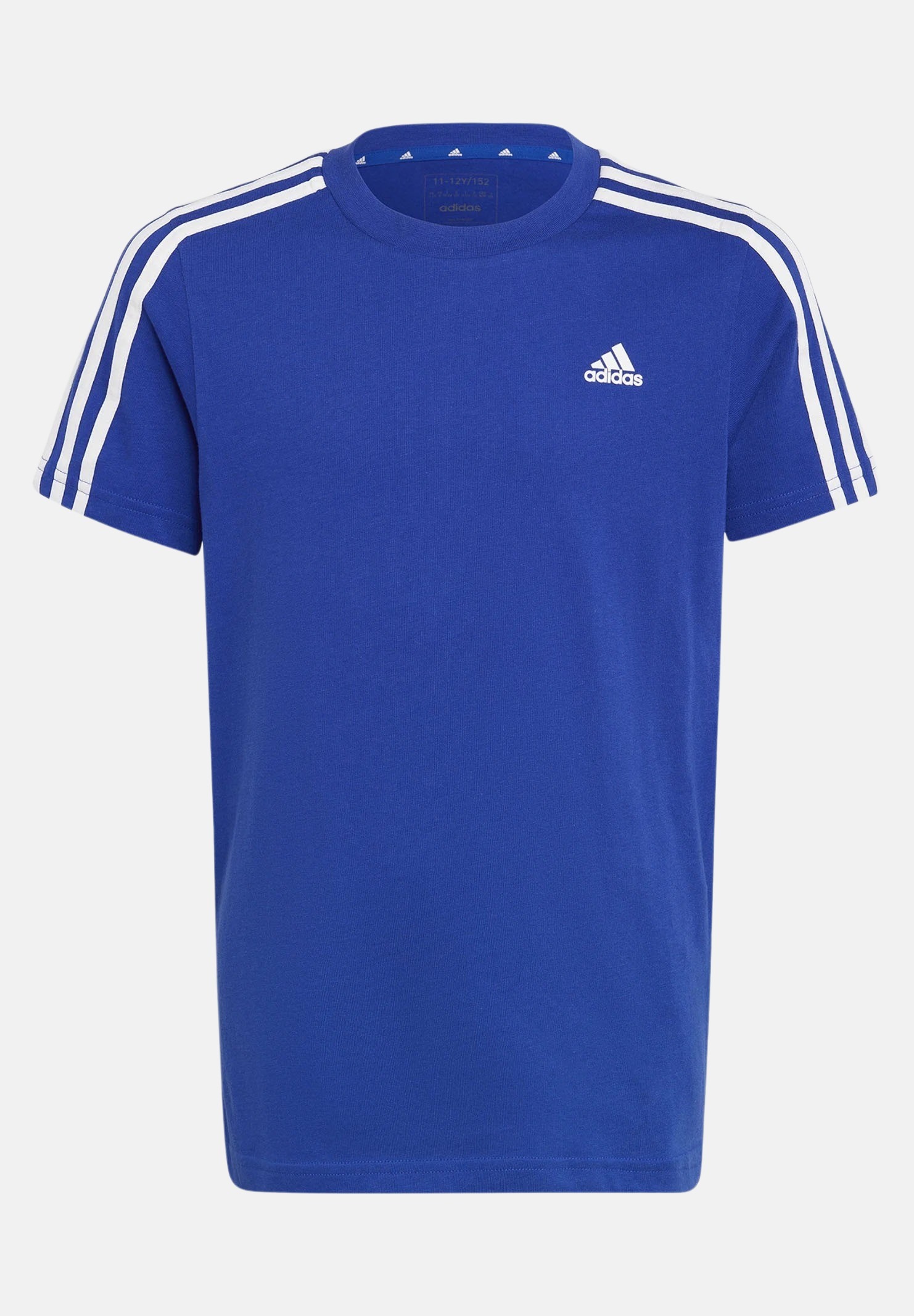 T-shirt bambino bambina blu e bianca Essentials 3 stripes