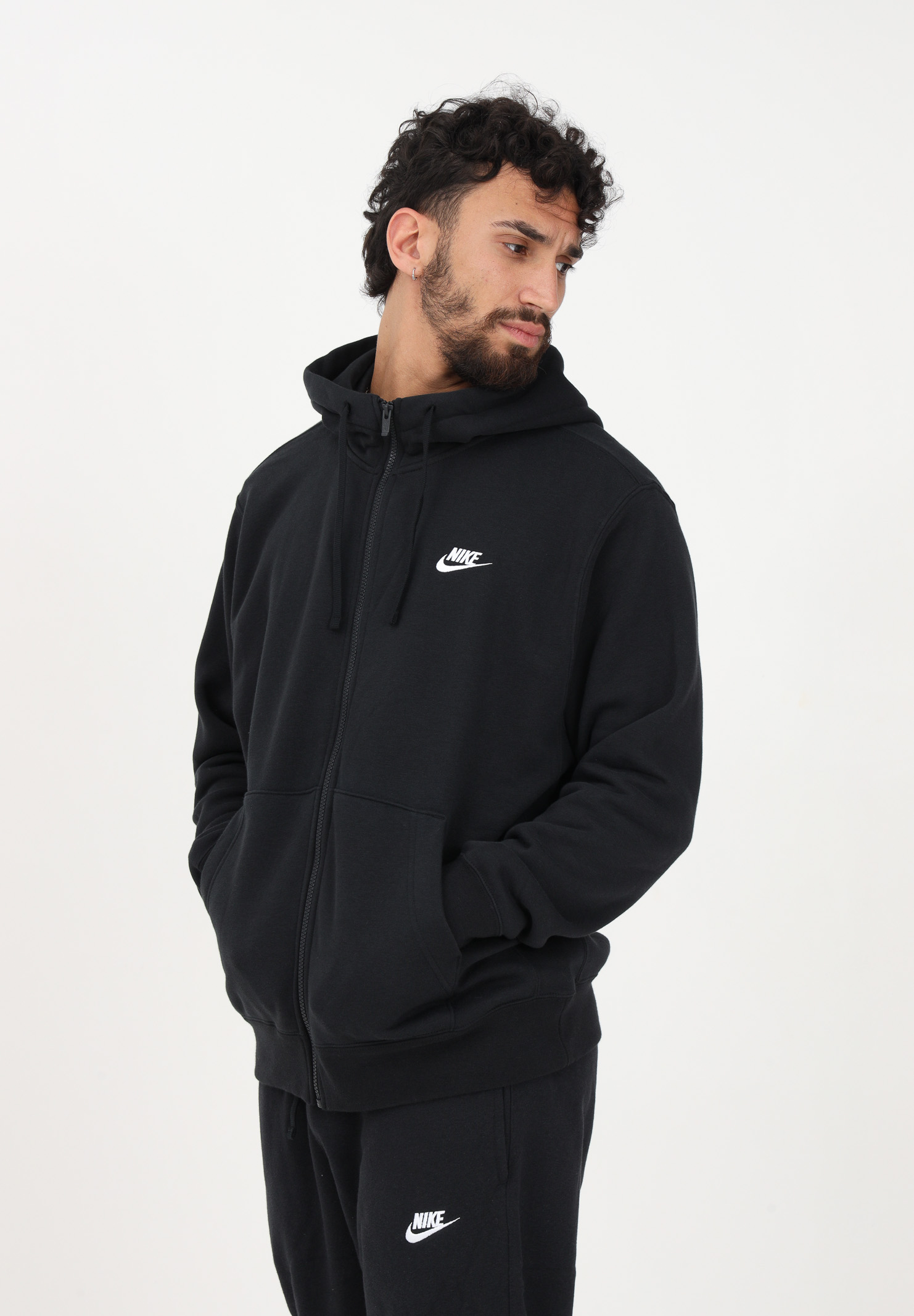 Felpa nera da uomo con zip Nike Sportswear Club Fleece NIKE | BV2645010