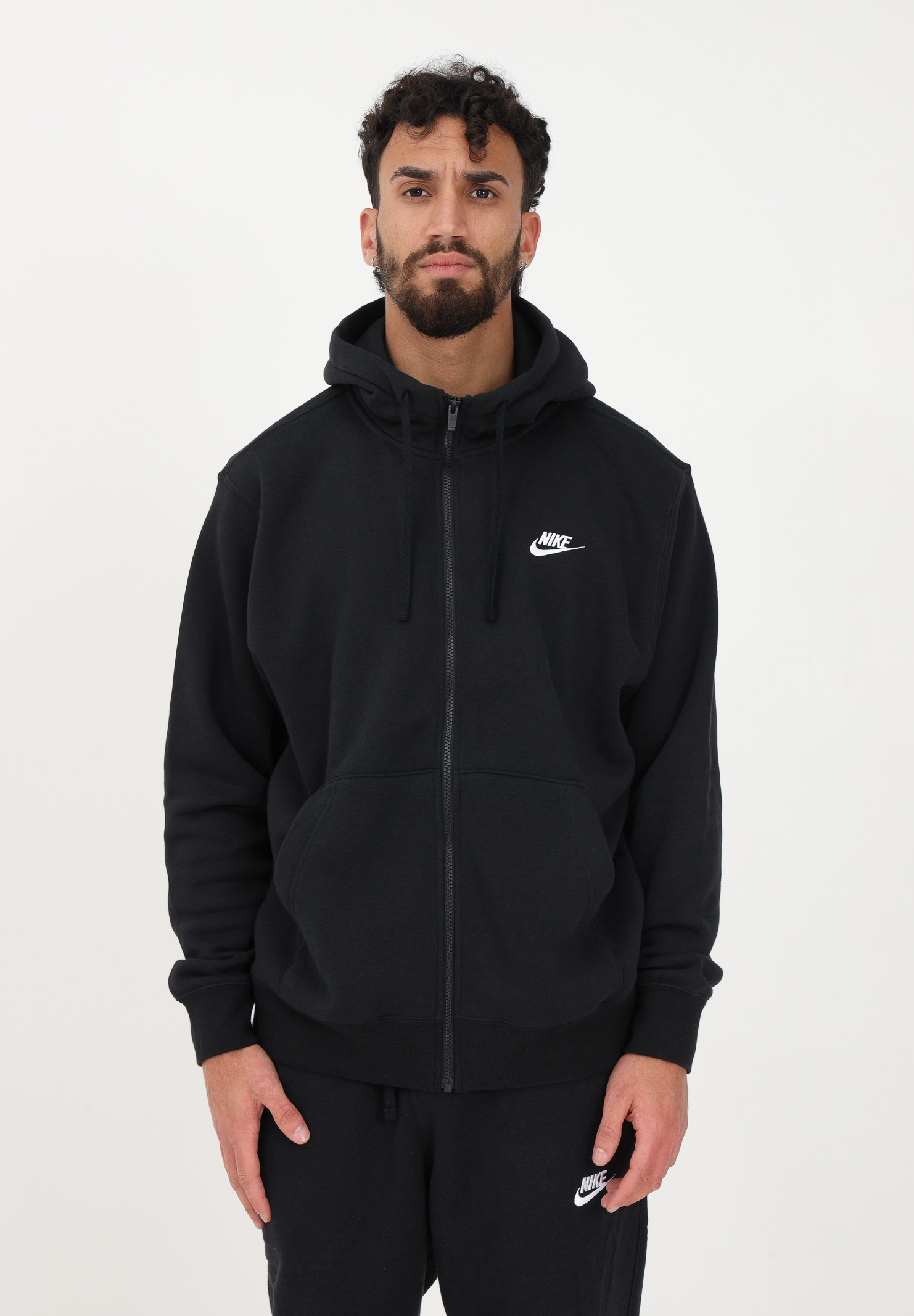 Felpa nera da uomo con zip Nike Sportswear Club Fleece NIKE | BV2645010