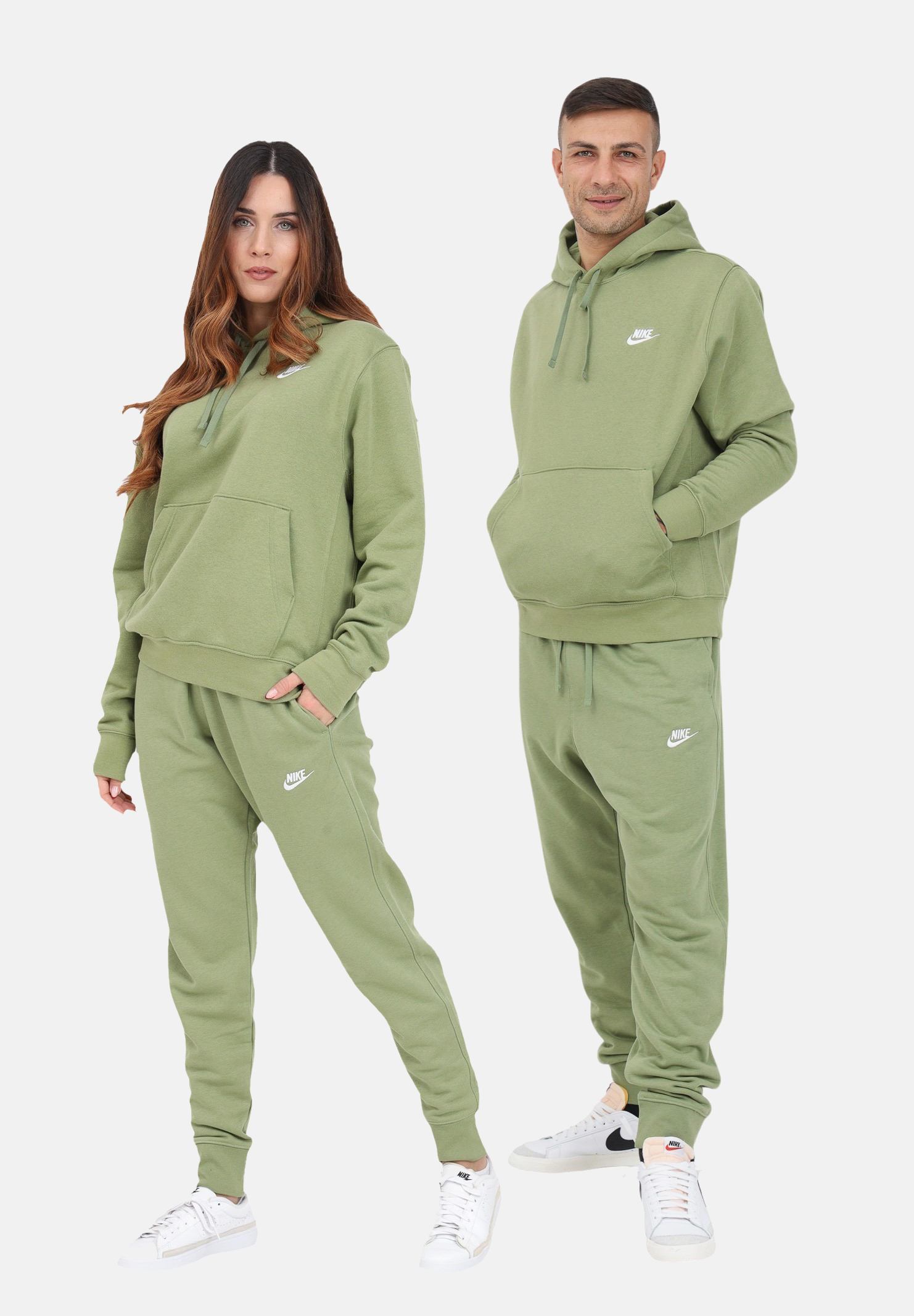 Tracksuit trousers for men and women in asparagus green cotton