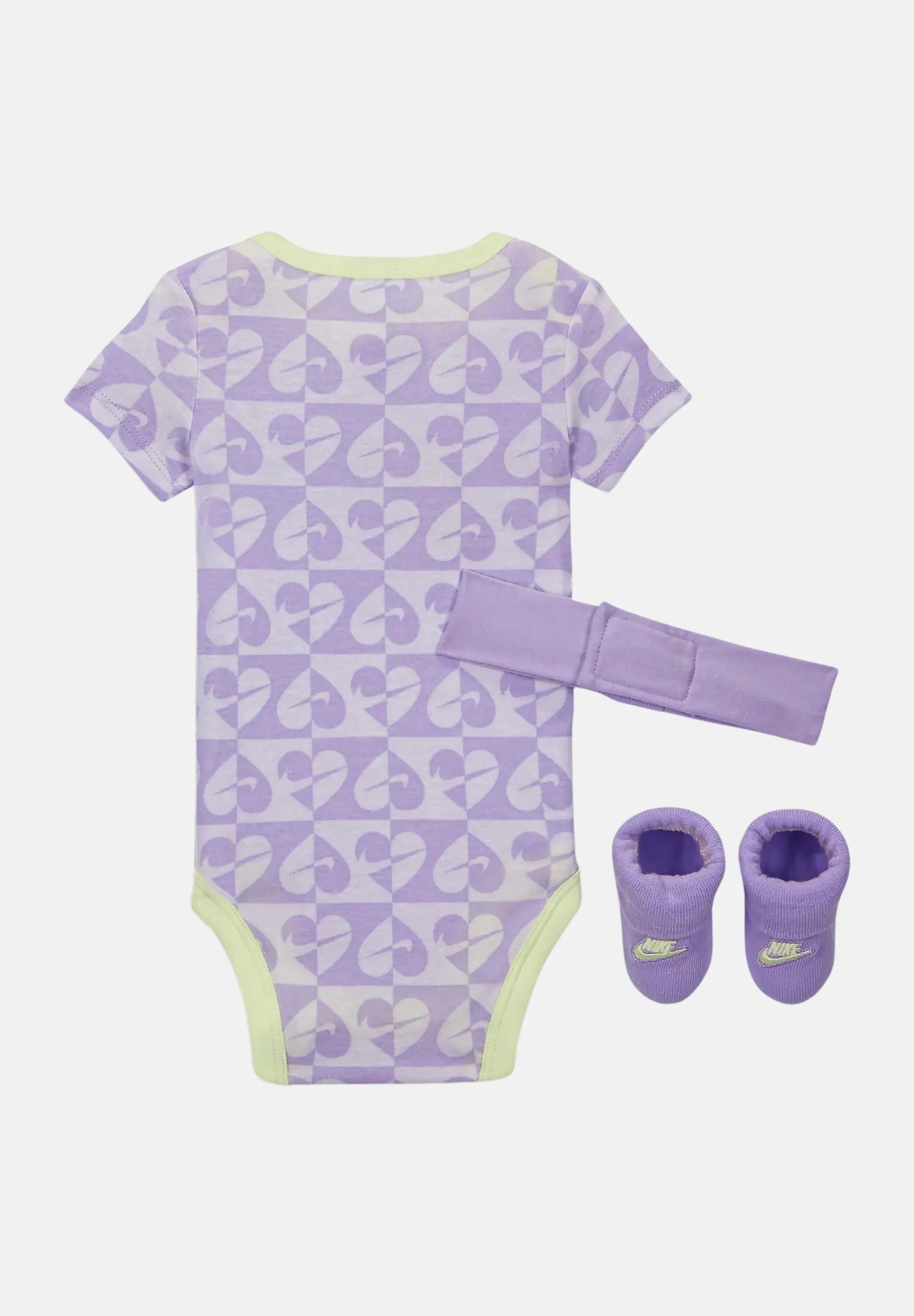 Completino neonato viola e verde, composto da fascia body e calzini NIKE | NN1042PAK