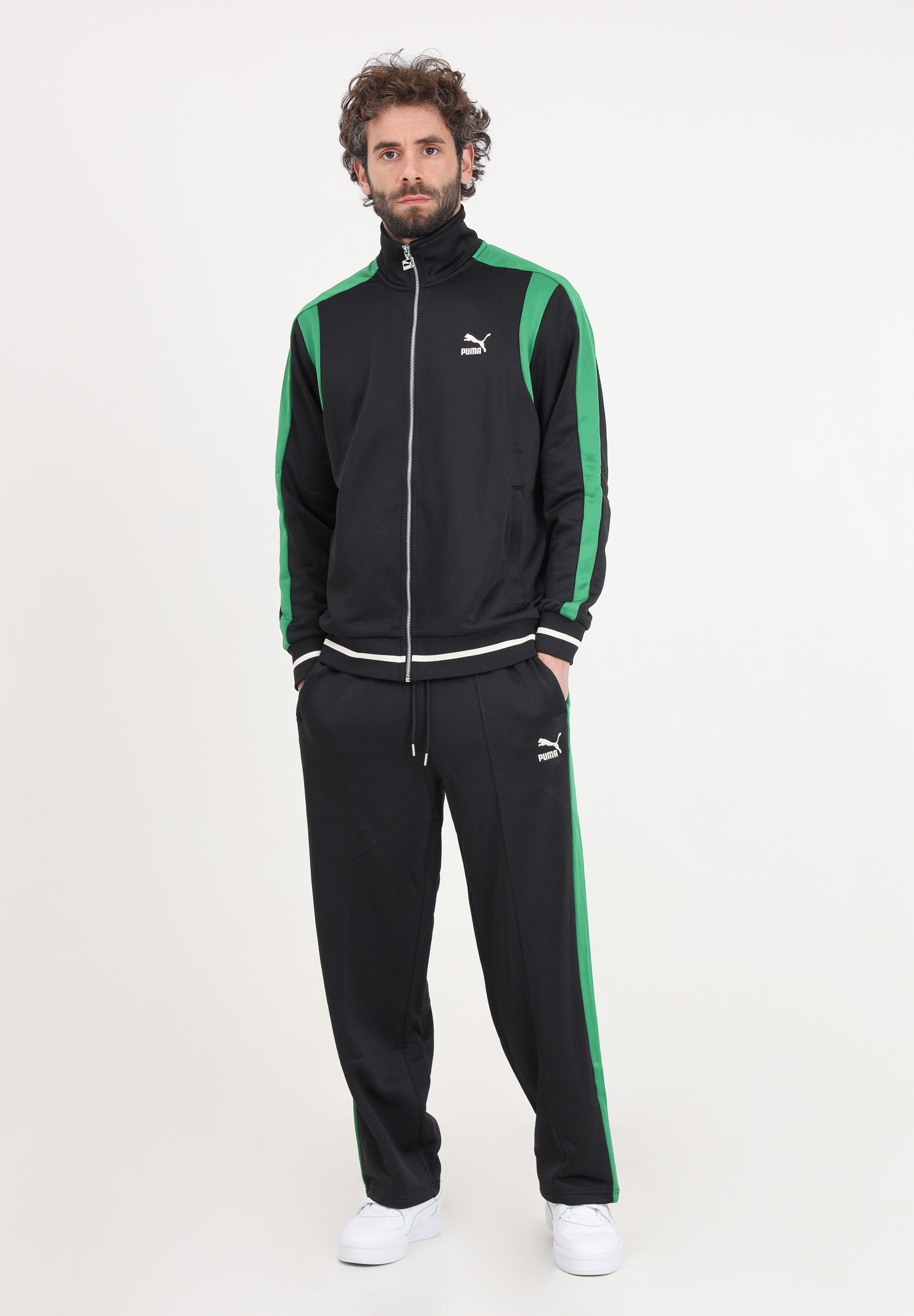 Pantaloni da uomo sportivi t7 verdi neri e bianchi