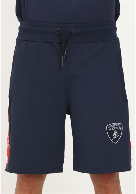 Lamborghini men's blue sport shorts with shield logo AUTOMOBILI LAMBORGHINI | Shorts | 72XBD001CF008240