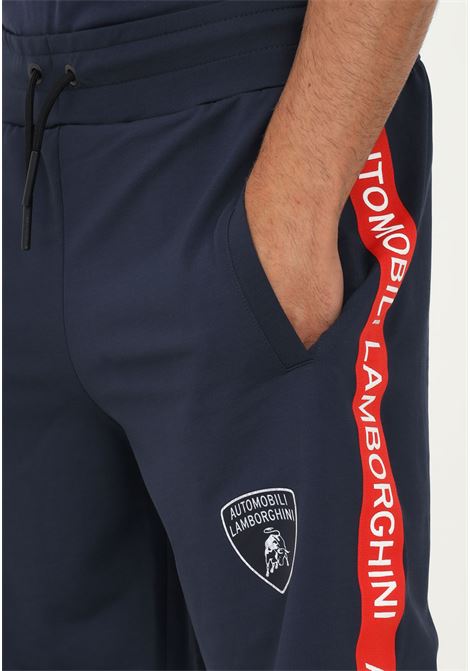 Lamborghini men's blue sport shorts with shield logo AUTOMOBILI LAMBORGHINI | Shorts | 72XBD001CF008240