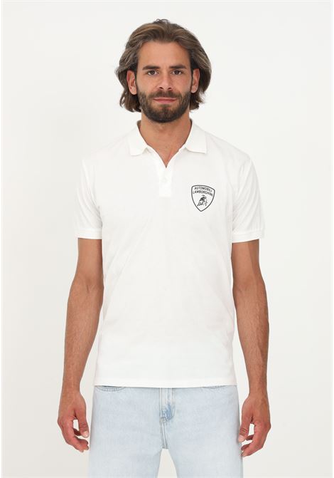 Lamborghini white polo shirt for men casual short sleeve AUTOMOBILI LAMBORGHINI | Polo | 72XBG007CJ100005