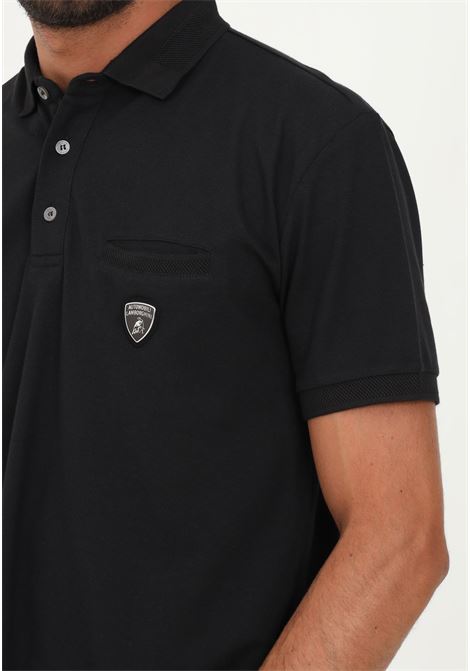 Lamborghini black casual man polo shirt with shield logo on the chest AUTOMOBILI LAMBORGHINI | Polo | 72XBG008CJ237899
