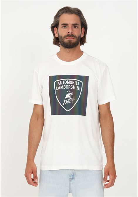 T-shirt Lamborghini bianco uomo casual manica corta con maxi logo scudo AUTOMOBILI LAMBORGHINI | T-shirt | 72XBH006CJ513005
