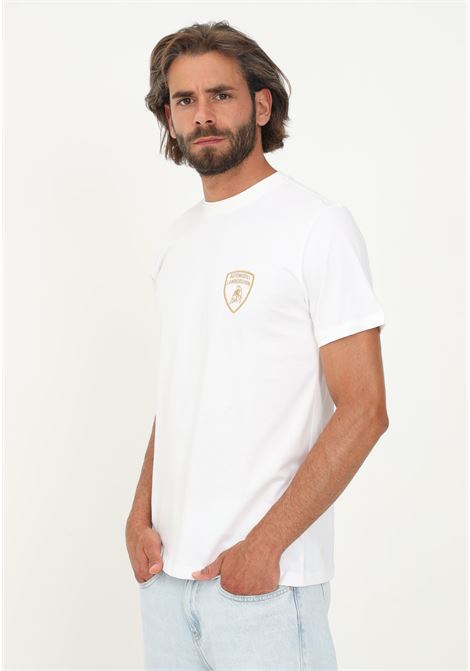 Lamborghini white men's casual short sleeve t-shirt with shield logo AUTOMOBILI LAMBORGHINI | T-shirt | 72XBH019CJ100005