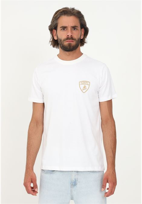 T-shirt Lamborghini bianco uomo casual manica corta con logo scudo AUTOMOBILI LAMBORGHINI | 72XBH019CJ100005