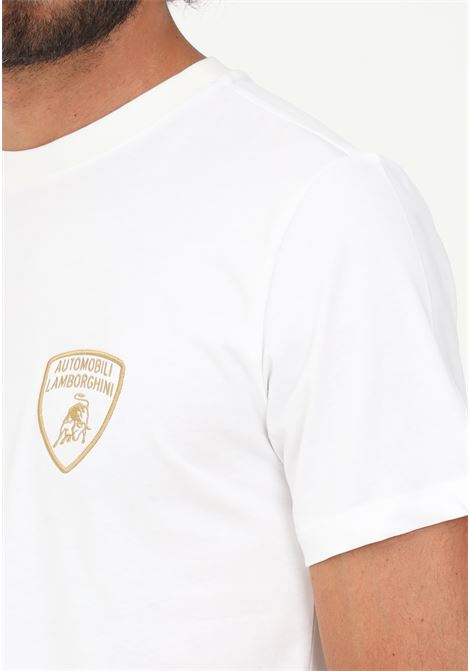 Lamborghini white men's casual short sleeve t-shirt with shield logo AUTOMOBILI LAMBORGHINI | 72XBH019CJ100005