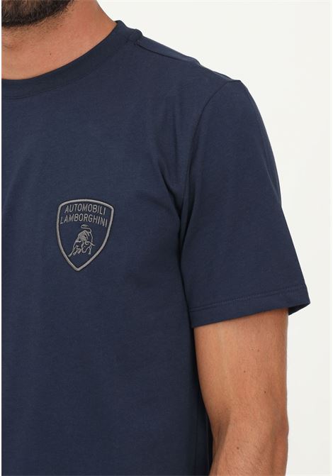 Lamborghini blue men's casual short sleeve t-shirt with shield logo AUTOMOBILI LAMBORGHINI | 72XBH019CJ100240