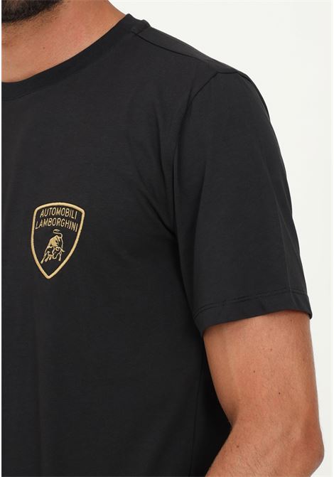 T-shirt Lamborghini nero uomo casual manica corta con logo scudo AUTOMOBILI LAMBORGHINI | 72XBH019CJ100899