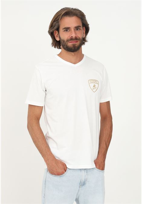 Lamborghini white t-shirt men casual short sleeve v neck AUTOMOBILI LAMBORGHINI | T-shirt | 72XBH021CJ100005