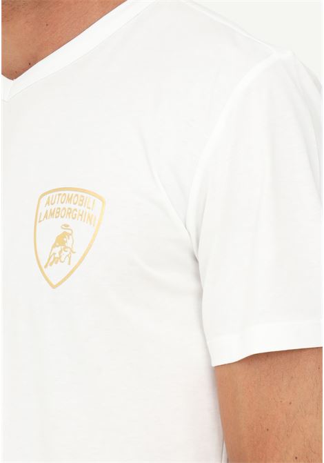 Lamborghini white t-shirt men casual short sleeve v neck AUTOMOBILI LAMBORGHINI | T-shirt | 72XBH021CJ100005